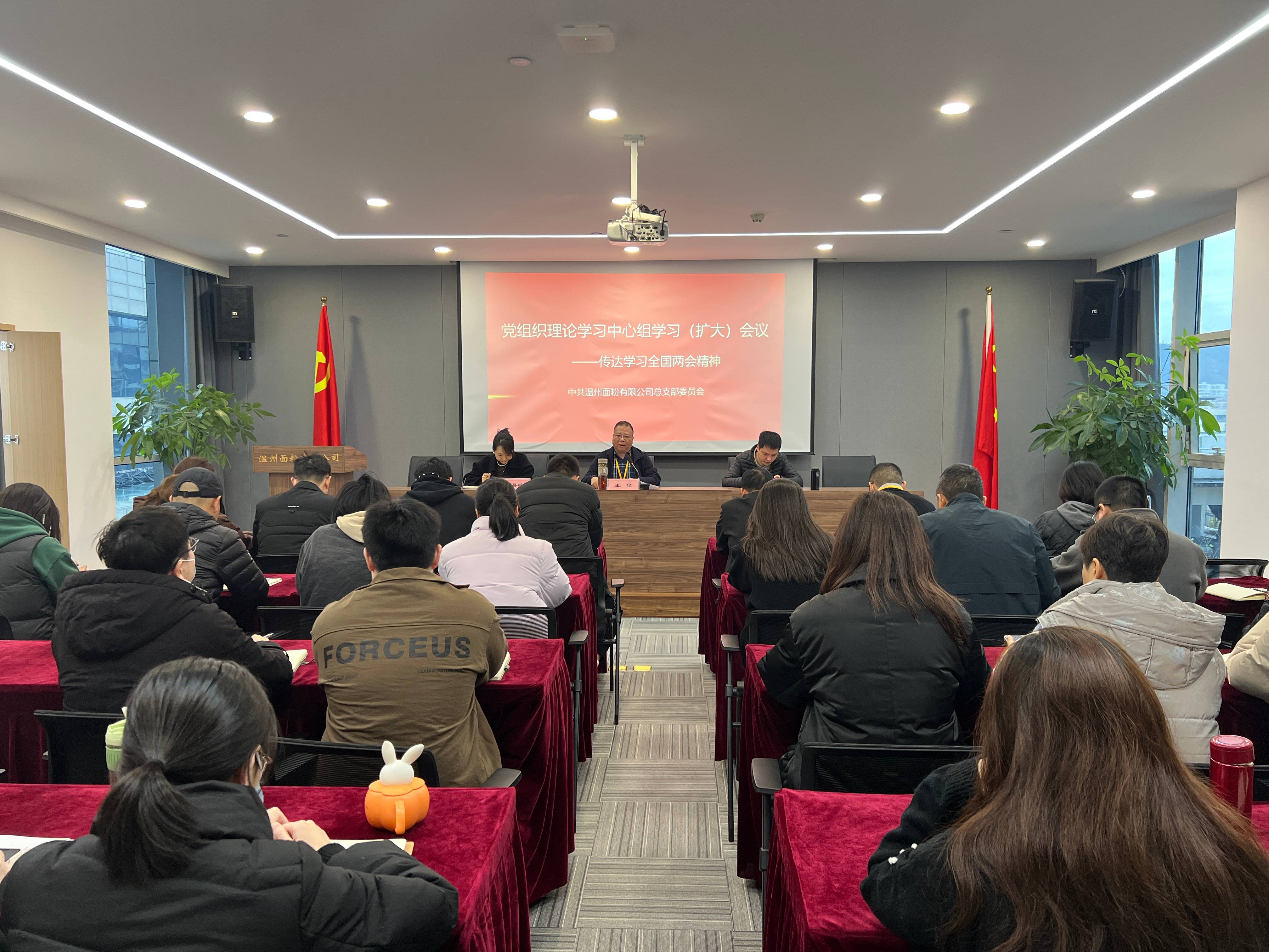 面粉公司召开党组织理论学习中心组学习(扩大)会议学习贯彻全国“两会”精神